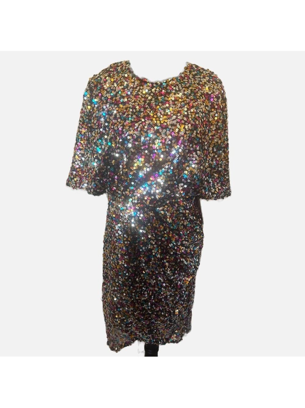 IVY CITY CO Sequin Confetti Midi Dress MED Date Night Concert Festival Cocktail
